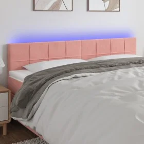 Rosa Samtkopfteil mit LED 200x5x78/88 cm von vidaXL, Kopf- und Fußteile - Ref: Foro24-3121683, Preis: 76,19 €, Rabatt: %