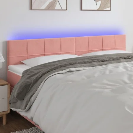 Cabecero con LED de terciopelo rosa 200x5x78/88 cm de vidaXL, Cabeceros y pies de cama - Ref: Foro24-3121683, Precio: 76,65 €...