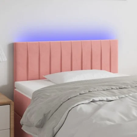 Rosa Samtkopfteil mit LED 100x5x78/88 cm von vidaXL, Kopf- und Fußteile - Ref: Foro24-3121897, Preis: 59,68 €, Rabatt: %