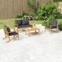 4-teiliges Gartenmöbel-Set aus Bambus mit dunkelgrauen Kissen von vidaXL, Gartensets - Ref: Foro24-3156470, Preis: 457,92 €, ...