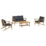 4-teiliges Gartenmöbel-Set aus Bambus mit dunkelgrauen Kissen von vidaXL, Gartensets - Ref: Foro24-3156470, Preis: 457,92 €, ...