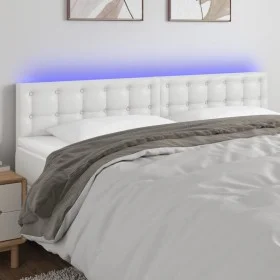 Kopfteil mit LED, weißem Kunstleder, 160 x 5 x 78/88 cm von vidaXL, Kopf- und Fußteile - Ref: Foro24-3121709, Preis: 64,57 €,...
