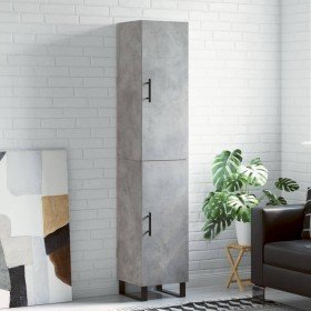 Aparador de madera contrachapada gris hormigón 34,5x34x180 cm