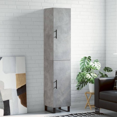 Aparador de madera contrachapada gris hormigón 34,5x34x180 cm