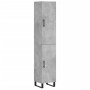 Aparador de madera contrachapada gris hormigón 34,5x34x180 cm
