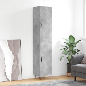 Aparador de madera contrachapada gris hormigón 34,5x34x180 cm