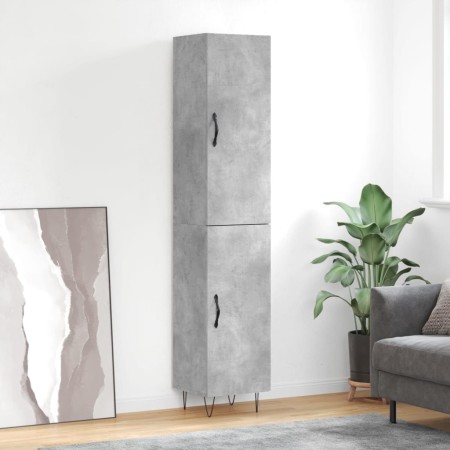 Aparador de madera contrachapada gris hormigón 34,5x34x180 cm