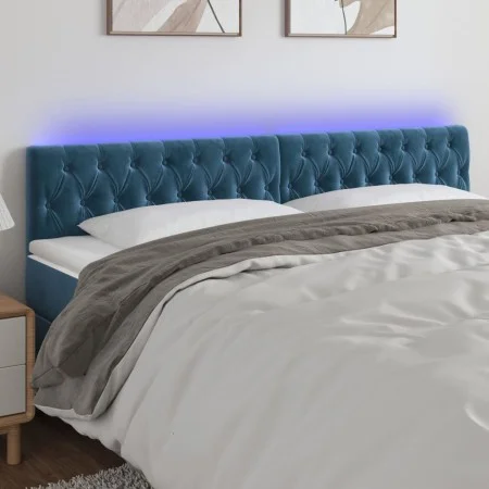 LED-Kopfteil aus dunkelblauem Samt, 180 x 7 x 78/88 cm von vidaXL, Kopf- und Fußteile - Ref: Foro24-3122012, Preis: 90,53 €, ...