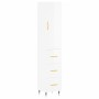 Aparador alto madera contrachapada blanco brillo 34,5x34x180 cm