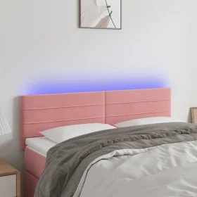Rosa Samtkopfteil mit LED 144x5x78/88 cm von vidaXL, Kopf- und Fußteile - Ref: Foro24-3121805, Preis: 57,20 €, Rabatt: %