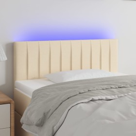 Cabecero con LED de tela color crema 100x5x78/88 cm