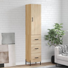 Aparador de madera contrachapada roble Sonoma 34,5x34x180 cm