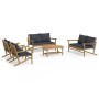 5-teiliges Gartenmöbel-Set aus Bambus mit dunkelgrauen Kissen von vidaXL, Gartensets - Ref: Foro24-3156474, Preis: 590,69 €, ...