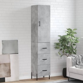 Aparador de madera contrachapada gris hormigón 34,5x34x180 cm