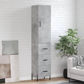 Aparador de madera contrachapada gris hormigón 34,5x34x180 cm