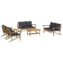 5-teiliges Gartenmöbel-Set aus Bambus mit dunkelgrauen Kissen von vidaXL, Gartensets - Ref: Foro24-3156474, Preis: 590,69 €, ...