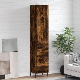 Aparador de madera contrachapada roble ahumado 34,5x34x180 cm en Aparadores | Comprar online en Foro24