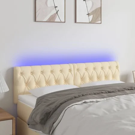 Cream fabric headboard with LED 160x7x78/88 cm by vidaXL, Headboards and footboards - Ref: Foro24-3121959, Price: 85,09 €, Di...