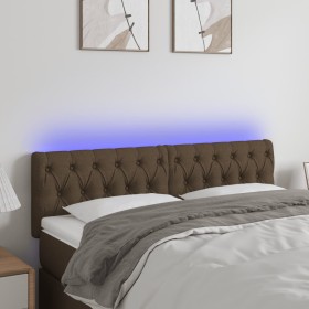 Kopfteil mit LED aus dunkelbraunem Stoff 144x7x78/88 cm von vidaXL, Kopf- und Fußteile - Ref: Foro24-3121949, Preis: 75,41 €,...