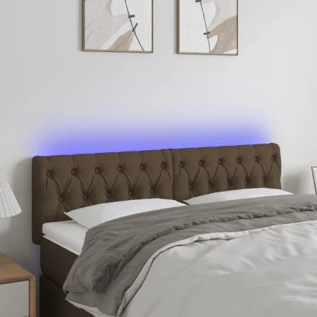 Headboard with LED in dark brown fabric 144x7x78/88 cm by vidaXL, Headboards and footboards - Ref: Foro24-3121949, Price: 68,...