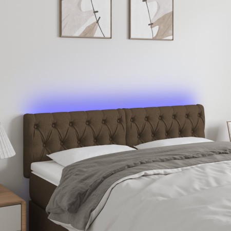 Kopfteil mit LED aus dunkelbraunem Stoff 144x7x78/88 cm von vidaXL, Kopf- und Fußteile - Ref: Foro24-3121949, Preis: 75,41 €,...