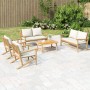 5-teiliges Gartenmöbel-Set aus Bambus und cremeweißen Kissen von vidaXL, Gartensets - Ref: Foro24-3156475, Preis: 663,33 €, R...