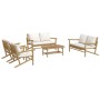 5-teiliges Gartenmöbel-Set aus Bambus und cremeweißen Kissen von vidaXL, Gartensets - Ref: Foro24-3156475, Preis: 663,33 €, R...