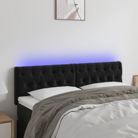 Kopfteil aus schwarzem Samt mit LED 144x7x78/88 cm von vidaXL, Kopf- und Fußteile - Ref: Foro24-3121998, Preis: 82,39 €, Raba...