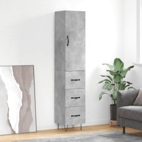 Aparador de madera contrachapada gris hormigón 34,5x34x180 cm Aparador de madera contrachapada gris hormigón 34,5x34x180 cm