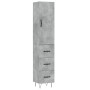 Aparador de madera contrachapada gris hormigón 34,5x34x180 cm