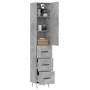 Aparador de madera contrachapada gris hormigón 34,5x34x180 cm