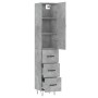 Aparador de madera contrachapada gris hormigón 34,5x34x180 cm