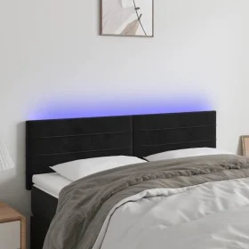 Kopfteil aus schwarzem Samt mit LED 144x5x78/88 cm von vidaXL, Kopf- und Fußteile - Ref: Foro24-3121802, Preis: 46,21 €, Raba...