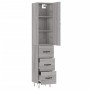 Aparador alto madera contrachapada gris Sonoma 34,5x34x180 cm