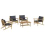 5-teiliges Gartenmöbel-Set aus Bambus mit dunkelgrauen Kissen von vidaXL, Gartensets - Ref: Foro24-3156476, Preis: 550,54 €, ...