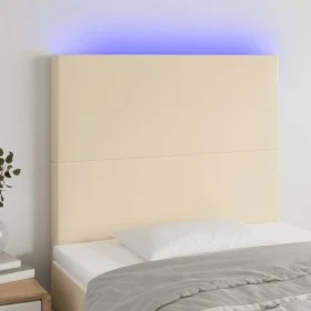 Headboard with LED lights cream fabric 90x5x118/128 cm by vidaXL, Headboards and footboards - Ref: Foro24-3122131, Price: 84,...