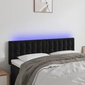 Kopfteil aus schwarzem Samt mit LED 144x5x78/88 cm von vidaXL, Kopf- und Fußteile - Ref: Foro24-3122096, Preis: 78,93 €, Raba...