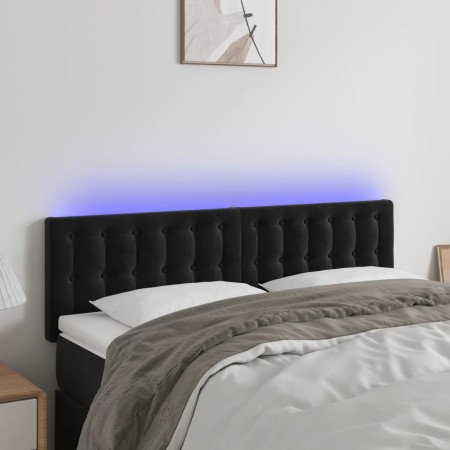 Kopfteil aus schwarzem Samt mit LED 144x5x78/88 cm von vidaXL, Kopf- und Fußteile - Ref: Foro24-3122096, Preis: 81,40 €, Raba...