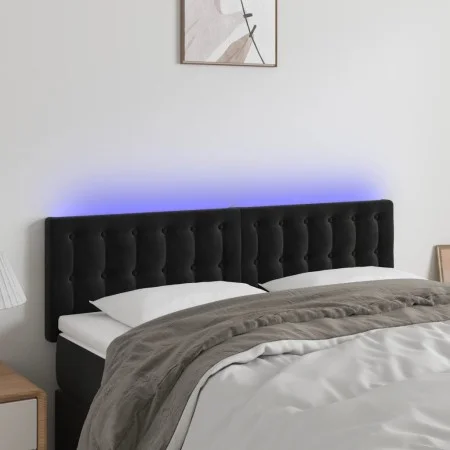 Kopfteil aus schwarzem Samt mit LED 144x5x78/88 cm von vidaXL, Kopf- und Fußteile - Ref: Foro24-3122096, Preis: 78,93 €, Raba...