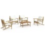 5-teiliges Gartenmöbel-Set aus Bambus und cremeweißen Kissen von vidaXL, Gartensets - Ref: Foro24-3156477, Preis: 555,77 €, R...