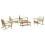 Set de muebles de jardín 5 piezas bambú y cojines blanco crema de vidaXL, Conjuntos de jardín - Ref: Foro24-3156477, Precio: ...