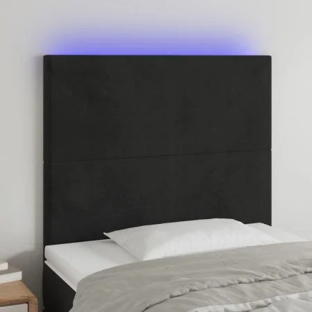 Black velvet headboard with LED lights 80x5x118/128 cm by vidaXL, Headboards and footboards - Ref: Foro24-3122176, Price: 78,...