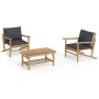 3-teiliges Gartenmöbel-Set aus Bambus mit dunkelgrauen Kissen von vidaXL, Gartensets - Ref: Foro24-3156478, Preis: 316,17 €, ...