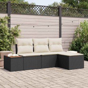 con almohada Ajustable 4 pcs Negro 239 x 117 x 37 cm