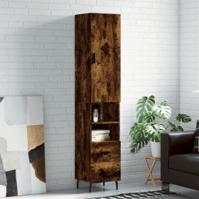Aparador de madera contrachapada roble ahumado 34,5x34x180 cm
