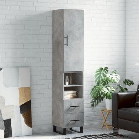 Aparador de madera contrachapada gris hormigón 34,5x34x180 cm