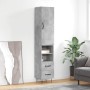 Aparador de madera contrachapada gris hormigón 34,5x34x180 cm