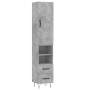 Aparador de madera contrachapada gris hormigón 34,5x34x180 cm
