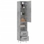 Aparador de madera contrachapada gris hormigón 34,5x34x180 cm
