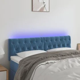 LED-Kopfteil aus dunkelblauem Samt, 144 x 7 x 78/88 cm von vidaXL, Kopf- und Fußteile - Ref: Foro24-3122000, Preis: 68,03 €, ...